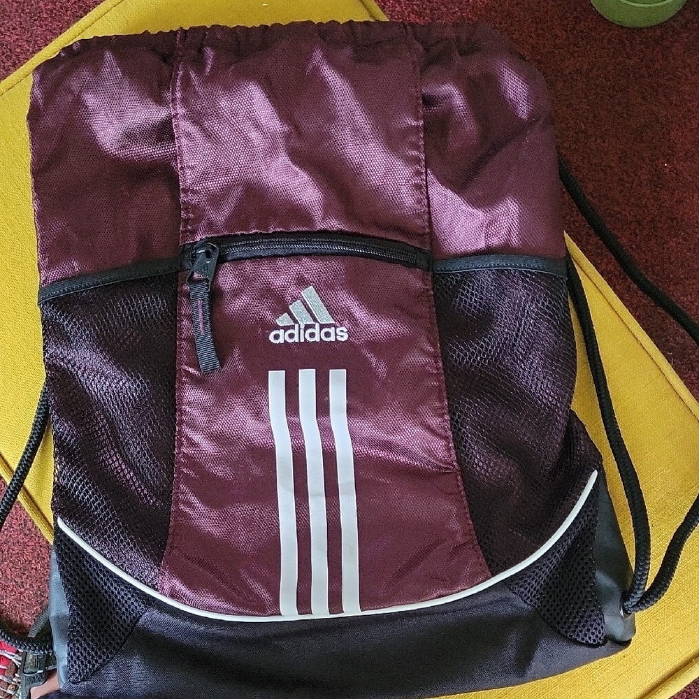 Adidas Red and Black Backpack with Signature Stripes